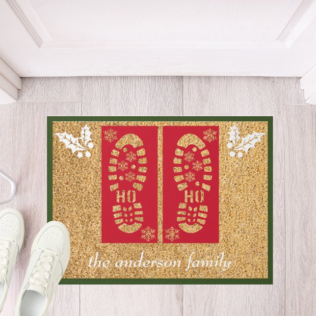 Paillasson Bottes Père Noël Personnalisées Noël Rouge Vert Bl (Créateur téléchargé)