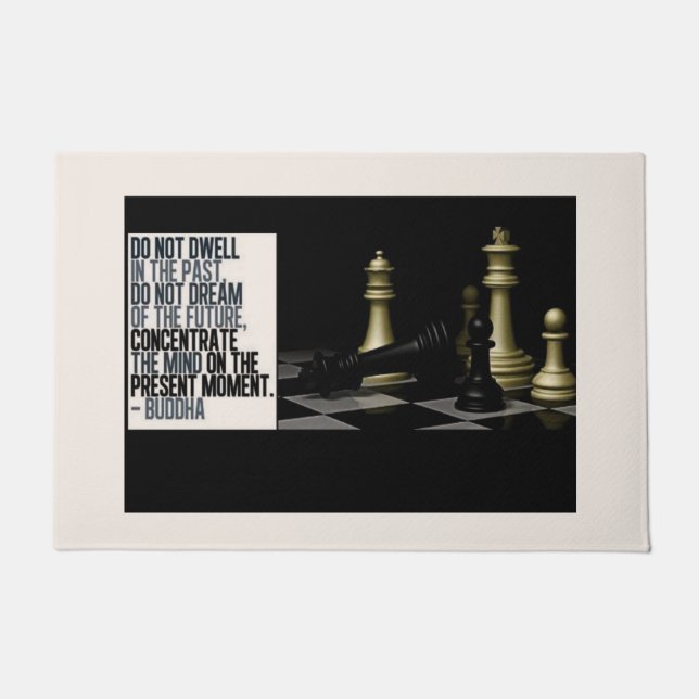 Paillasson Bouddha Zen Citation de la porte d'échecs Mat (Devant)