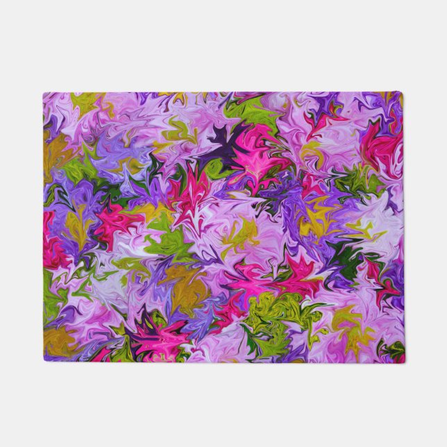 Paillasson Bouquet de couleurs Floral Art Abstrait Design (Devant)