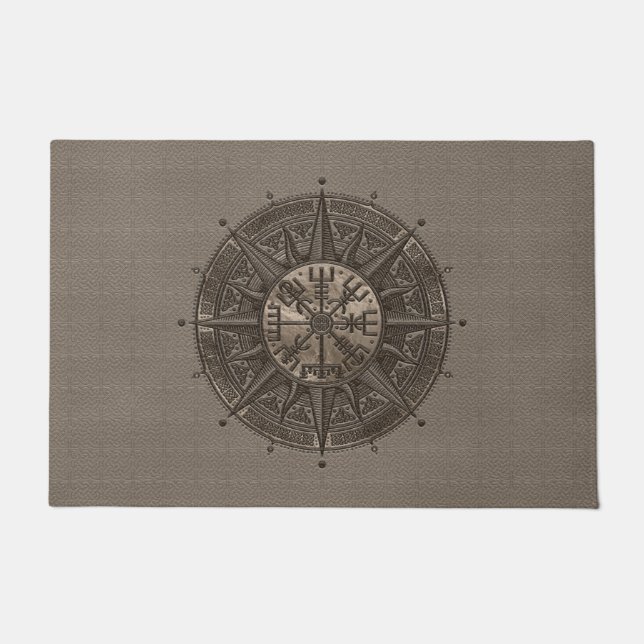 Paillasson Boussole de Vegvisir - de Viking - cuir et or (Devant)