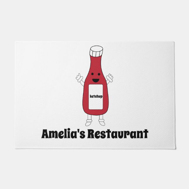 Paillasson Bouteille Ketchup Personnaliser Nom Cute Kawaii (Devant)