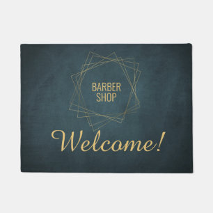 Paillasson Boutique de barbier de luxe marine et or accueil