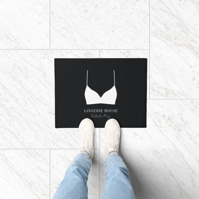 Paillasson Boutique Lingerie noir blanc Logo Luxe (Intérieur)