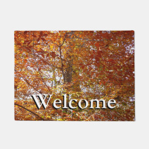 Paillasson Branches de feuilles orange Nature automnale