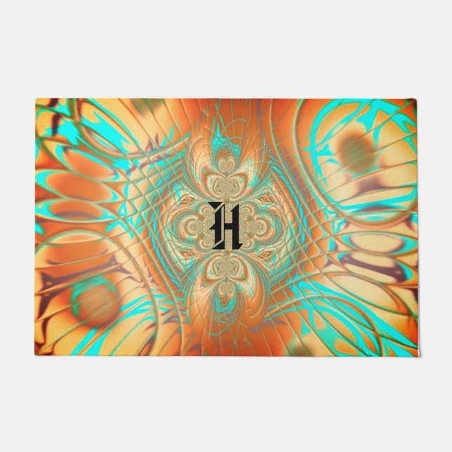 Paillasson Bronze de cuivre Abstrait Motif porte Mat (Devant)