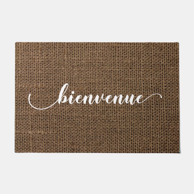 Paillasson Brown Burlap Look Bienvenue Bienvenue Mat (Devant)