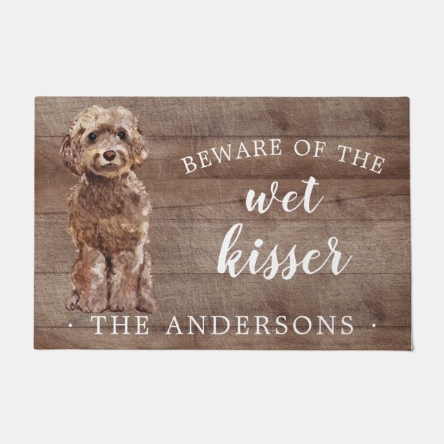 Paillasson Brown Cockapoo Chien Personnalisé Porte Mat (Devant)