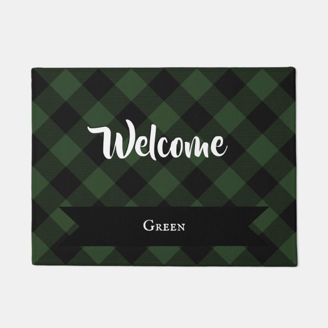 Paillasson Buffalo check Celtic Green and Black Squares Plaid (Devant)