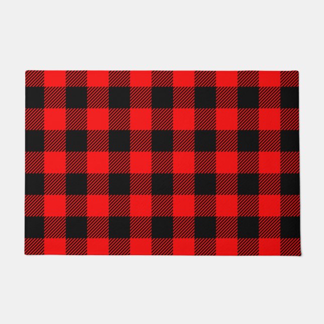 Paillasson Buffalo Check Rouge et Noir Lumberjack Plaid Decor (Devant)