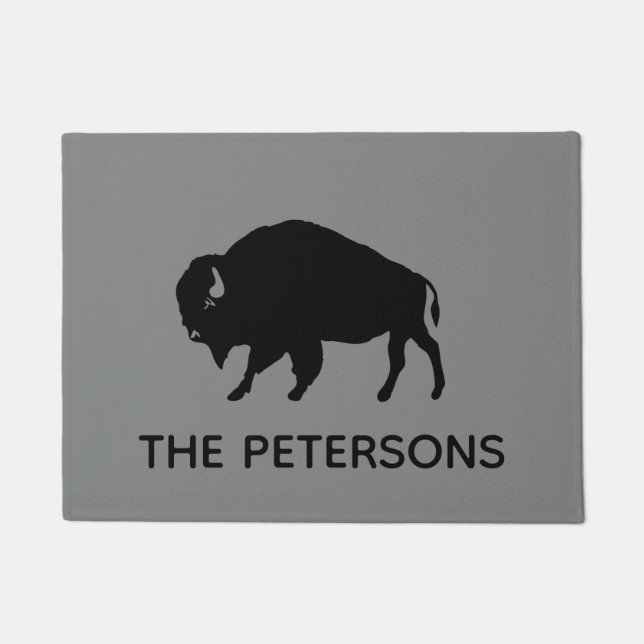 Paillasson Buffalo Silhouette de bienvenue personnalisé (Devant)