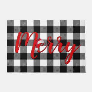 Paillasson Buffle noir et blanc de Noël plaqué