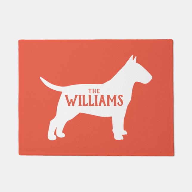 Paillasson Bull Terrier Silhouette Bienvenue Mat Porte person (Devant)