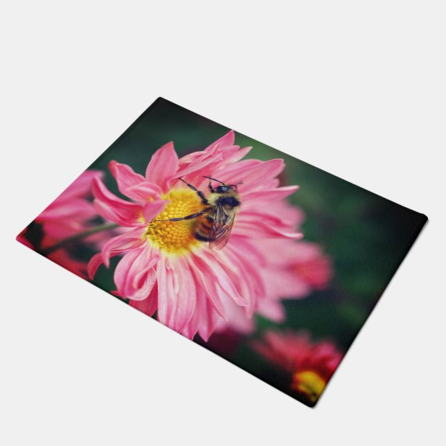 Paillasson Bumble Bee On Rose Daisy Flower 2 (Incliné)
