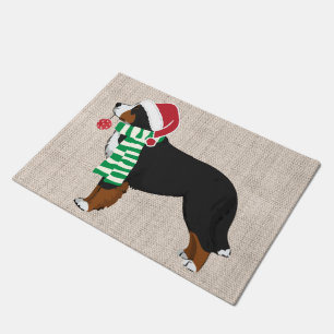 Paillasson Burlap, chien de montagne bernois de Noël