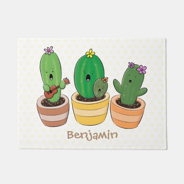 Paillasson Cactus trio chantante mignonne dessin animé (Devant)