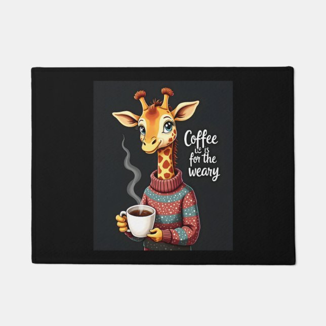 Paillasson Café est pour Weary Funny Giraffe Lover café (Devant)