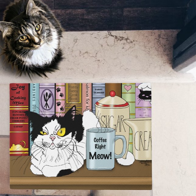 Paillasson Café Tuxedo Chat amusant (Créateur téléchargé)