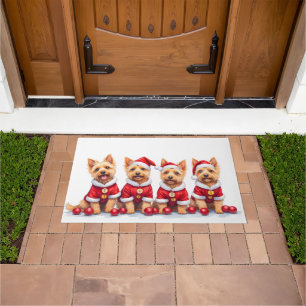 Paillasson Cairn Terrier Robe de Noël Chapeau de Père Noël