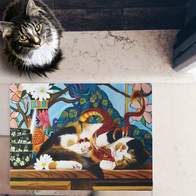 Paillasson Calico Cat Dragon Rouge (Créateur téléchargé)