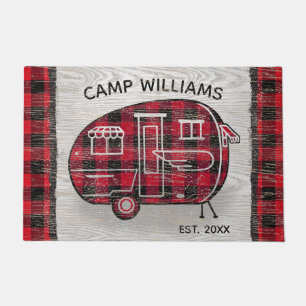 Paillasson Camper Rustic Red Buffalo Plaid Monogram