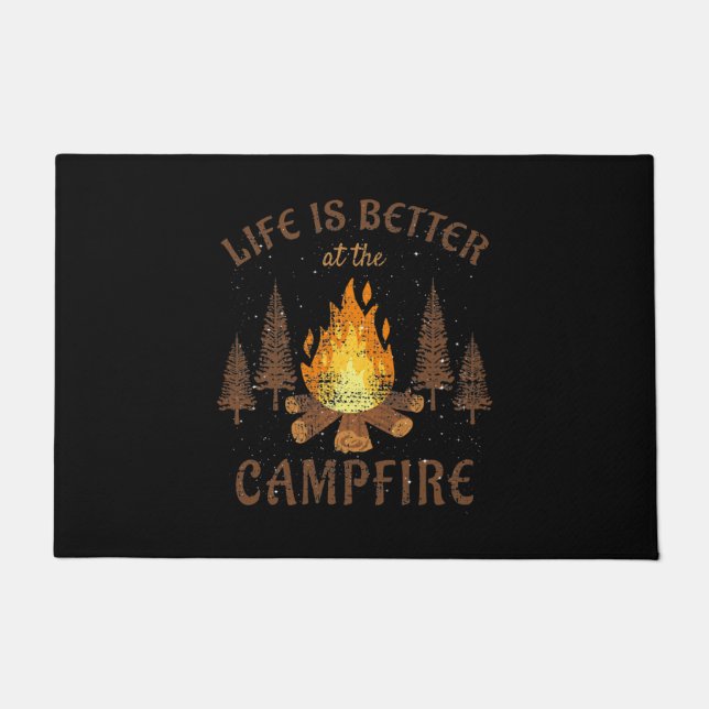 Paillasson Camping - La Vie Est Meilleure Par Le Feu De Campa (Devant)