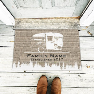 Paillasson Camping Trailer Campers Nom de famille Burlap
