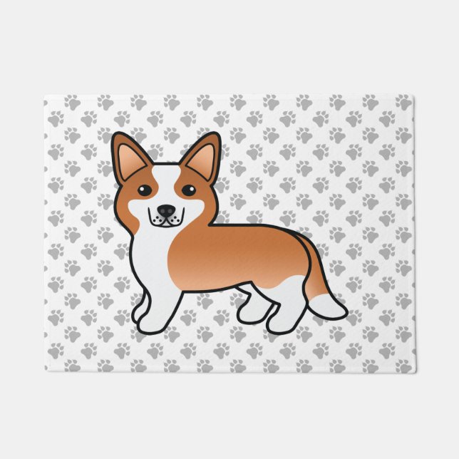 Paillasson Cardigan Rouge Et Blanc, Chien De Cartographie De  (Devant)