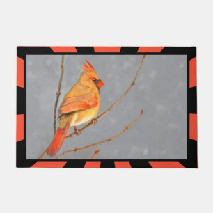 Paillasson Cardinal sur la peinture de branche - Art original