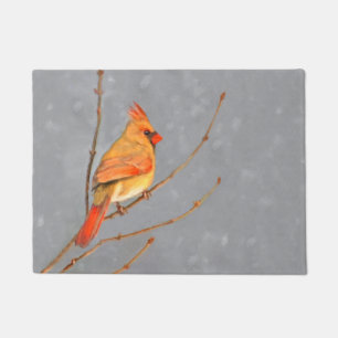 Paillasson Cardinal sur la peinture de branche - Art original