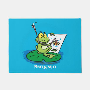 Paillasson Caricature amusante de grenouille verte
