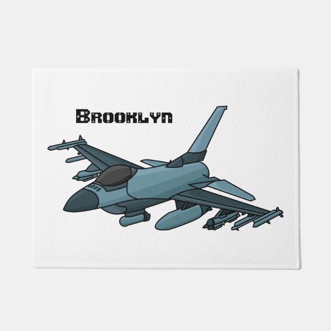 Paillasson Caricature d'avion de chasse militaire (Devant)