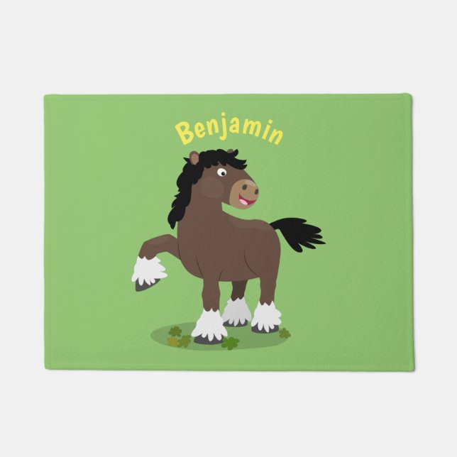 Paillasson Caricature de cheval de trait de Cute Clydesdale (Devant)