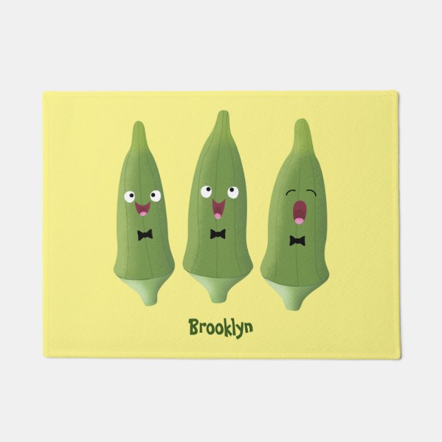Paillasson Caricature de légumes de l'okra chantante mignonne (Devant)