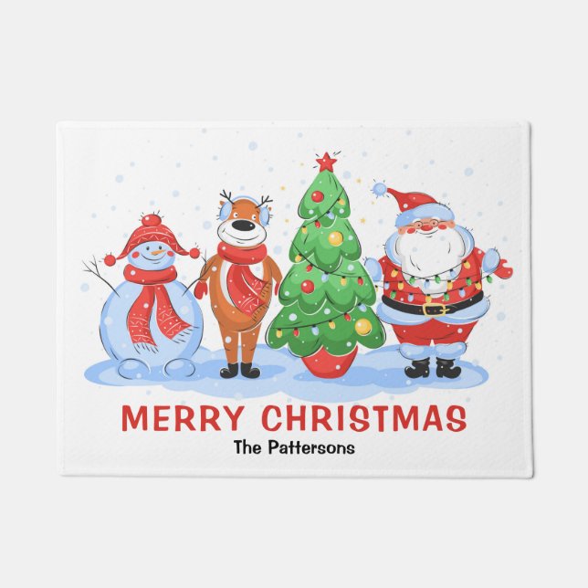 Paillasson Caricature de Père Noël Joyeux Noël personnalisée (Devant)