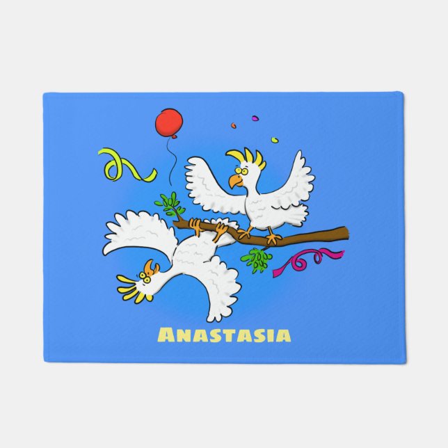 Paillasson Caricature d'oiseaux de cockatoo amusante (Devant)