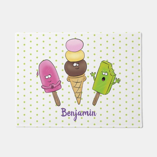 Paillasson Caricature drôles de glace popsicle dessin animé t (Devant)