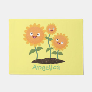 Paillasson Caricature joli tournesol souriant illustration