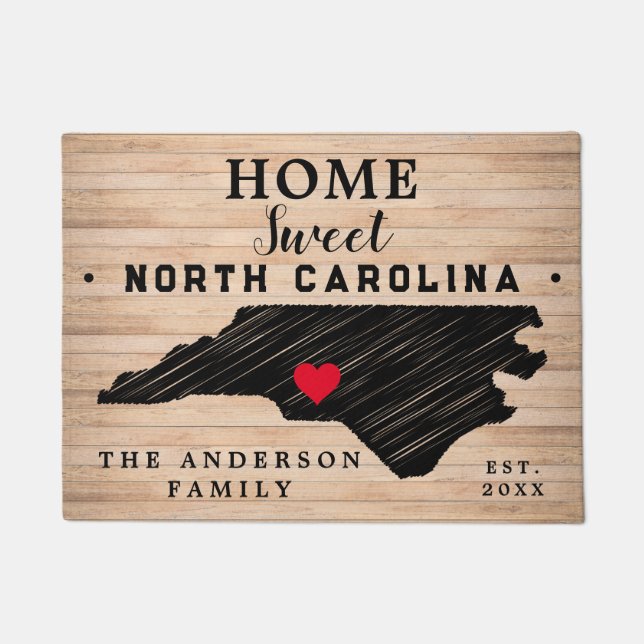 Paillasson Caroline du Nord Accueil Carte de l'État USA Accue (Devant)