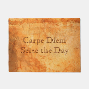 Paillasson Carpe Diem mur en brique couleur terre cuite