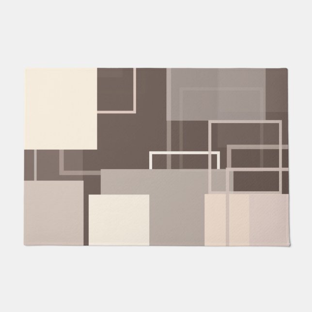 Paillasson Carrés géométriques - Chocolat et crème (Devant)