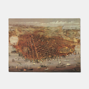 Paillasson Carte aérienne antique de San Francisco, Californi
