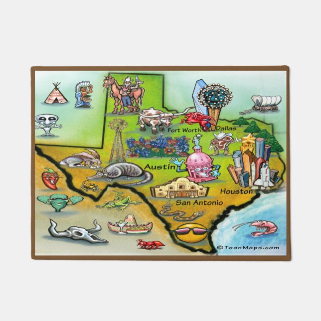 Paillasson Carte de dessin du Texas (Devant)