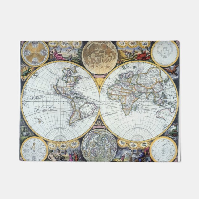 Paillasson Carte du monde antique, Atlas Maritimus par John S (Devant)