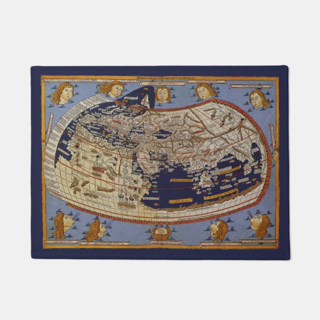 Paillasson Carte du monde antique Ptolémée, Johannes d'Arnshe (Devant)