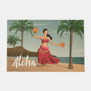 Paillasson Carte postale vintage hawaïenne de fille de danse