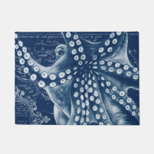 Paillasson Carte Vintage de poulpe bleue Chic