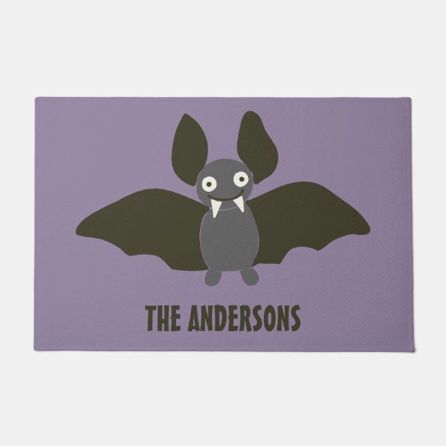 Paillasson Cartoon de chauve-souris personnalisé Smoky Purple (Devant)