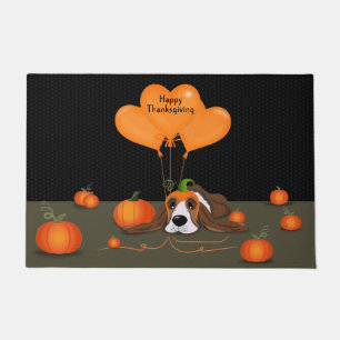 Paillasson Casquette Citrouille Basset Hound