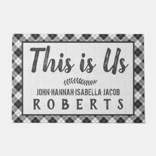 Paillasson Ceci est nous Black White Buffalo Check Nom Plaid 