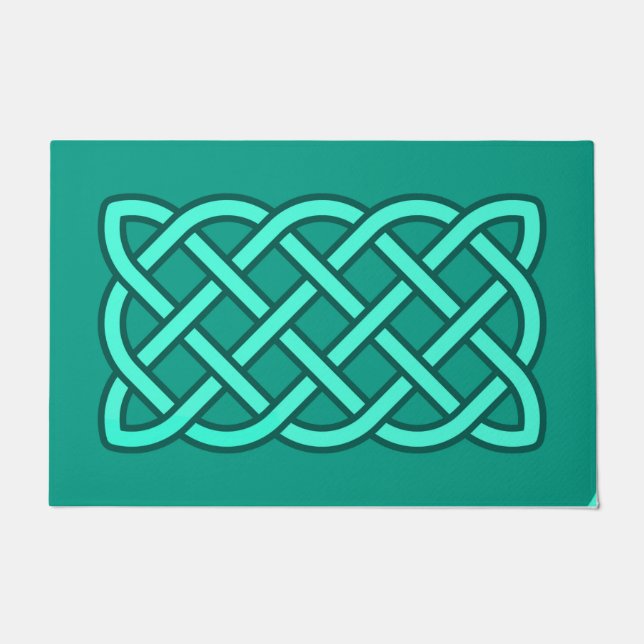 Paillasson Celtic Knot Motif, Turquoise, Aqua et Turquoise (Devant)